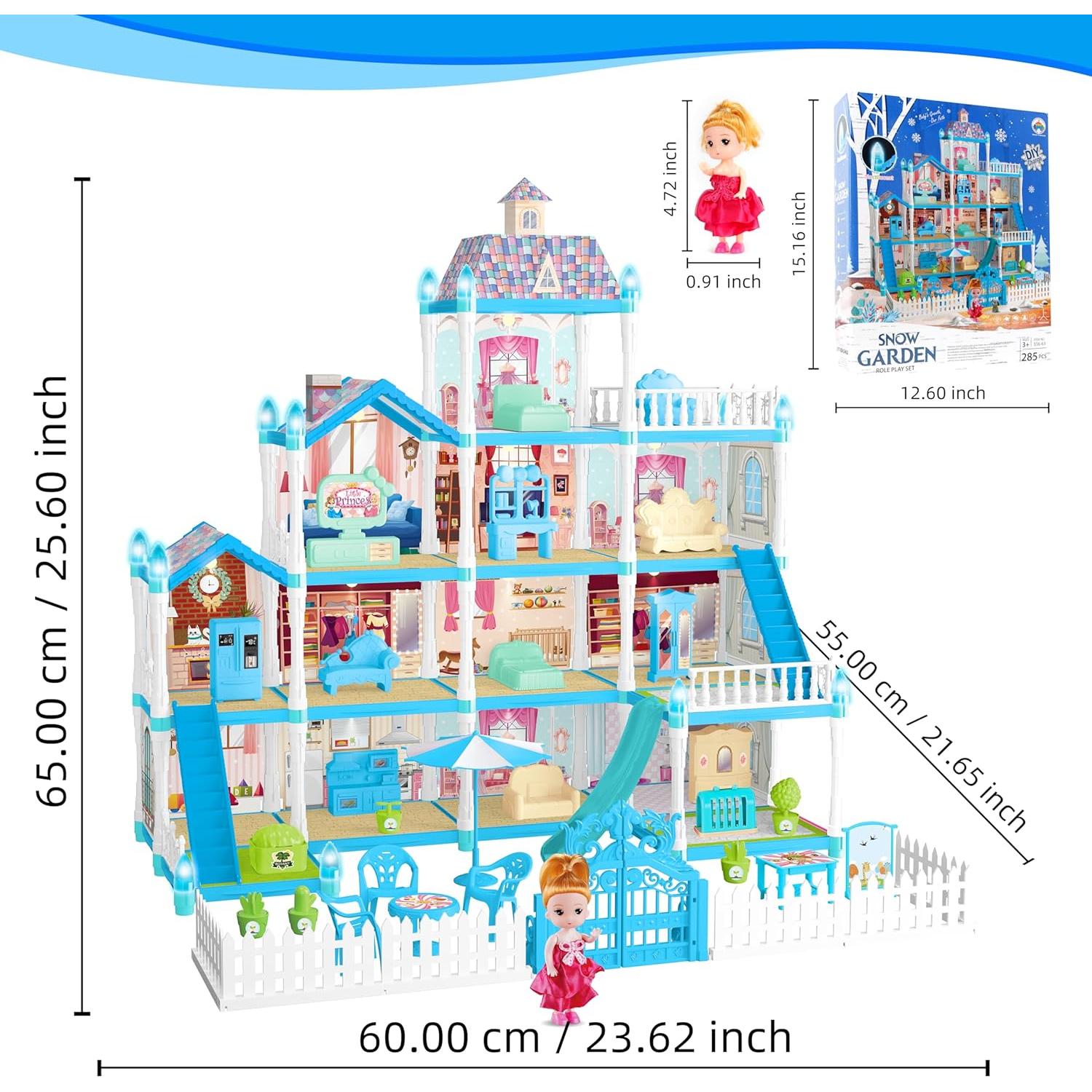 Casa de Muñecas OCTERIC 13 Habitaciones con LED 65x60cm