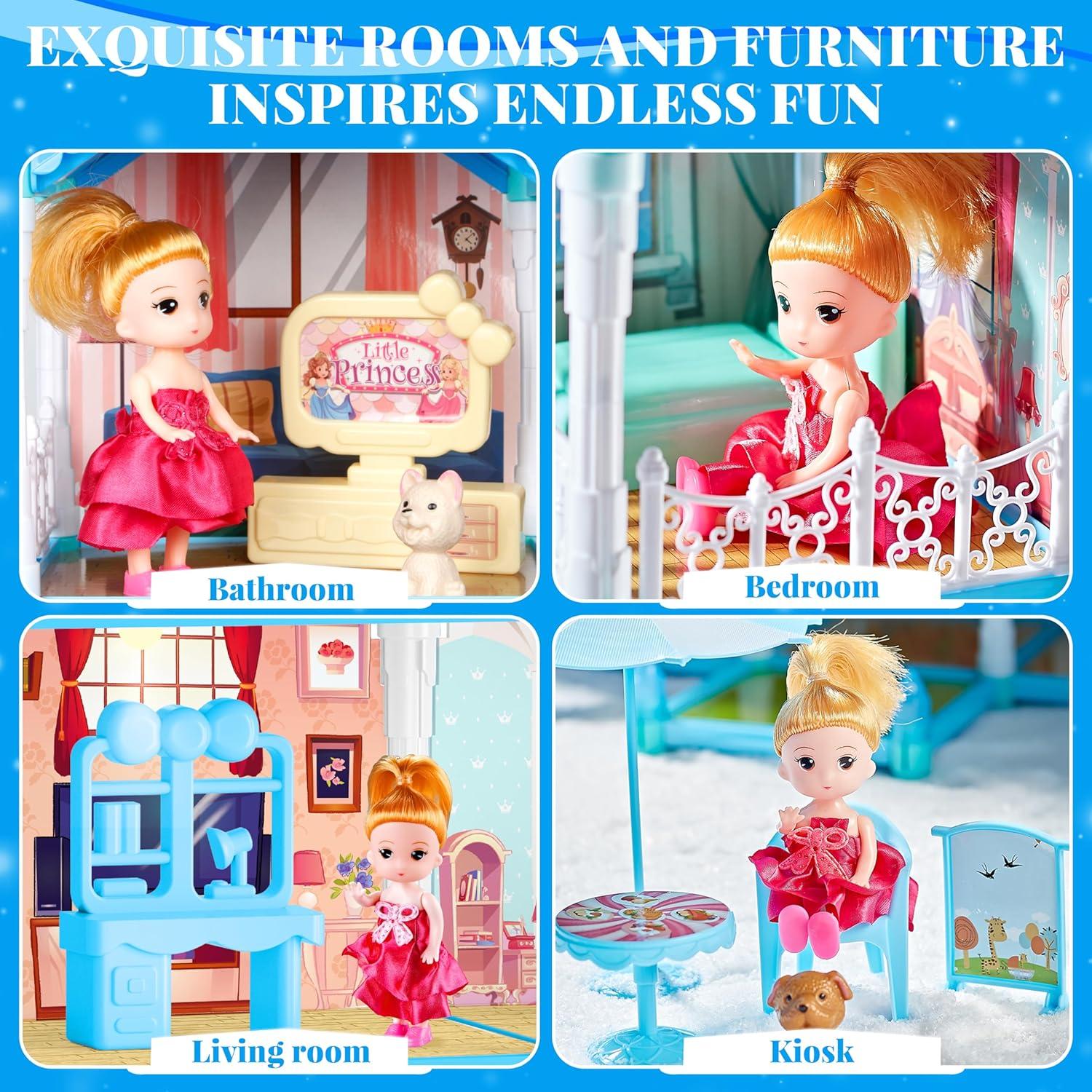 Casa de Muñecas OCTERIC 13 Habitaciones con LED 65x60cm