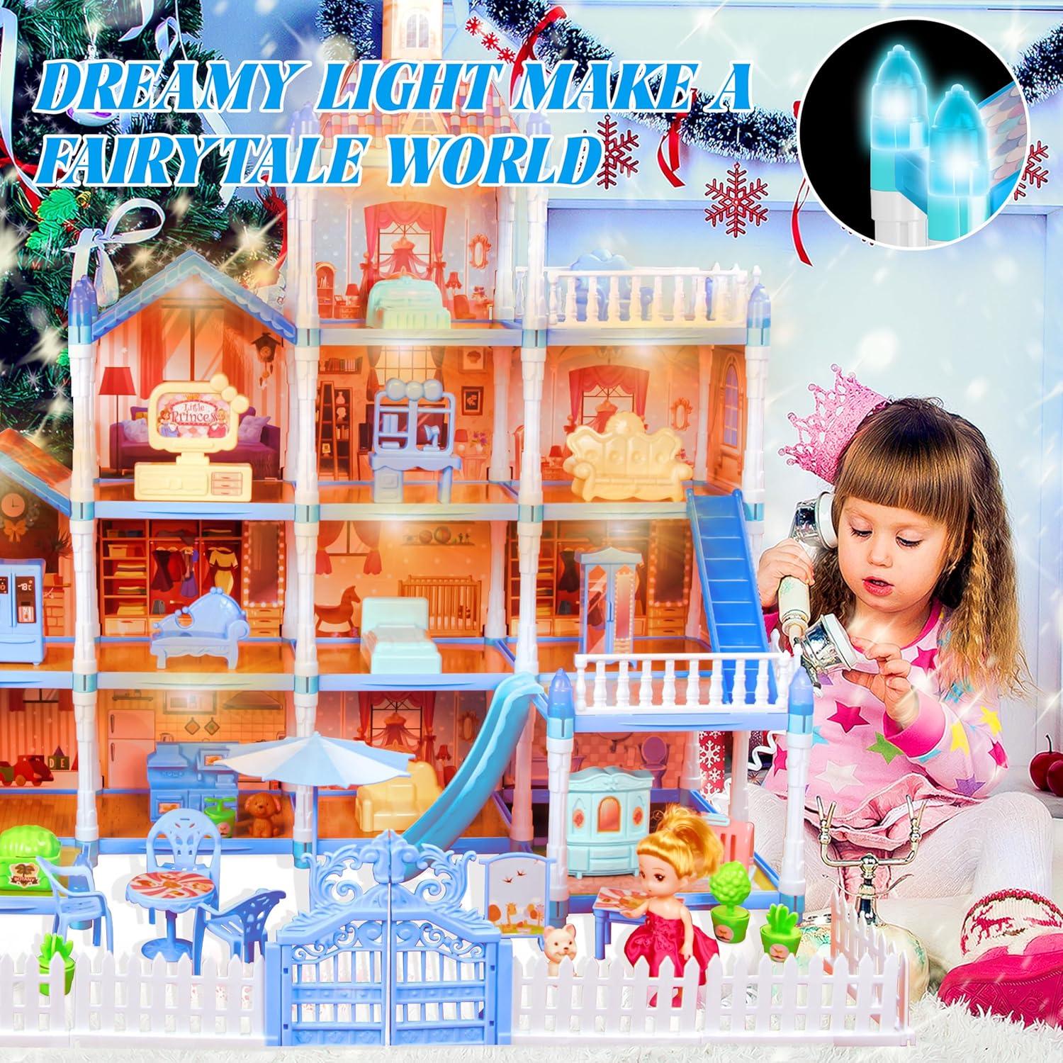 Casa de Muñecas OCTERIC 13 Habitaciones con LED 65x60cm