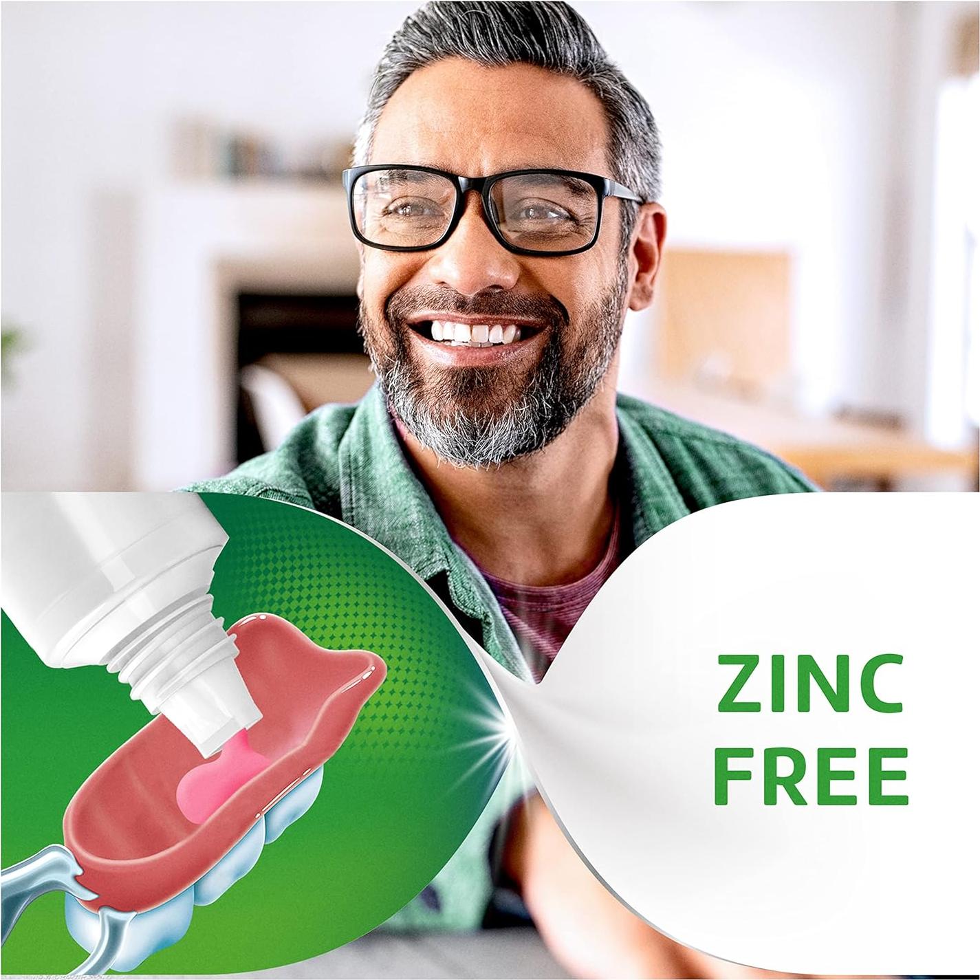 Super Poligrip Crema Adhesiva para Dentaduras Sin Zinc - 4 Tubos