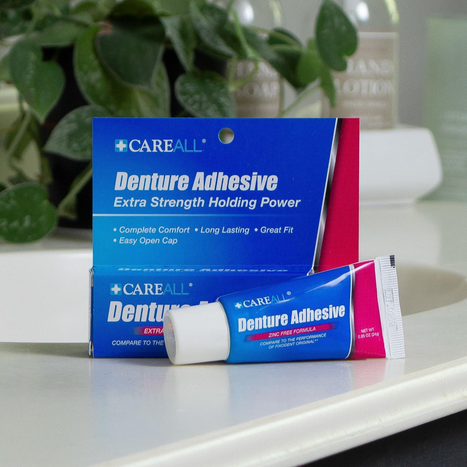 Adhesivo para Dentaduras CareAll 24 g - Libre de Zinc, 6 Piezas