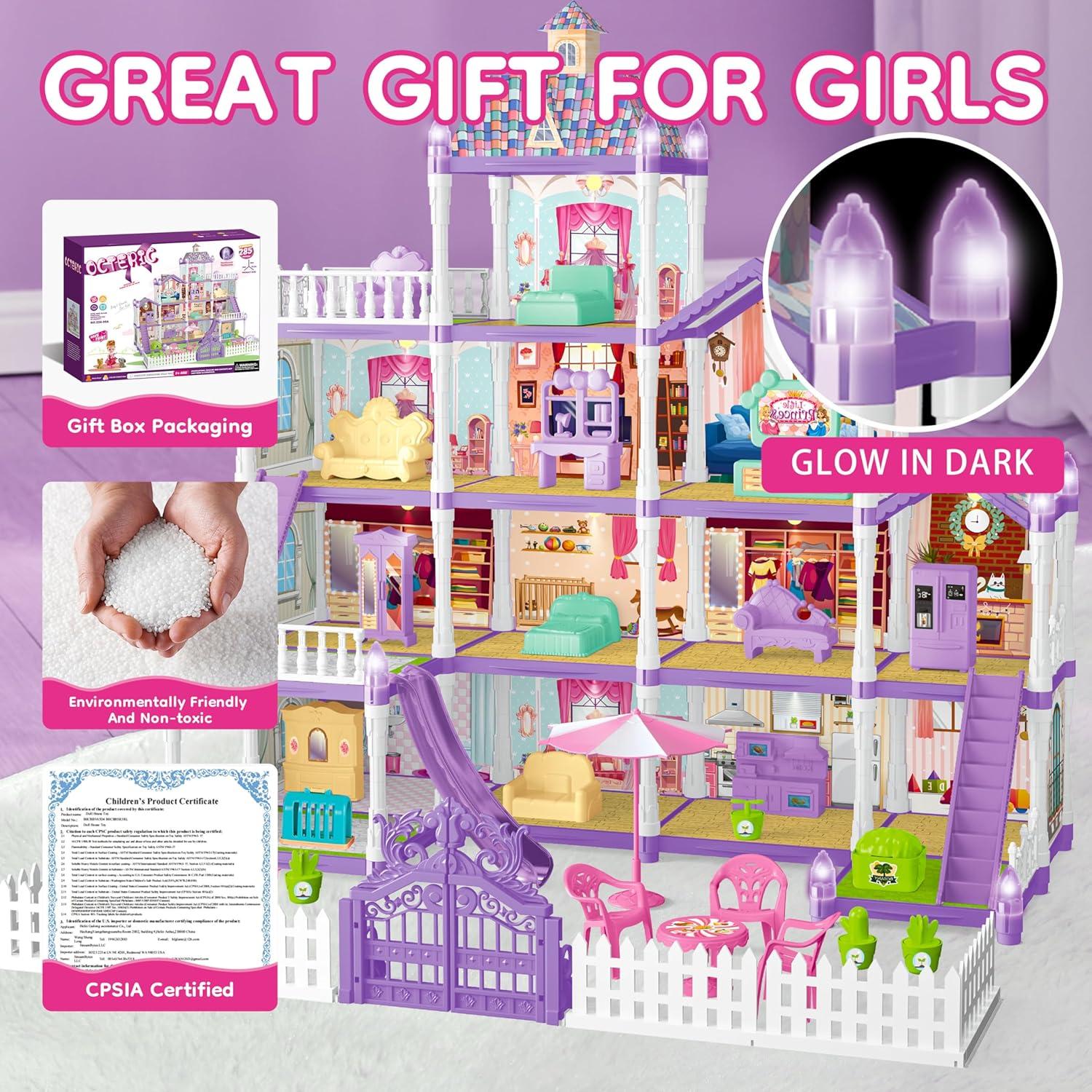 Casa de Muñecas OCTERIC 13 Habitaciones con LED 1.70 kg