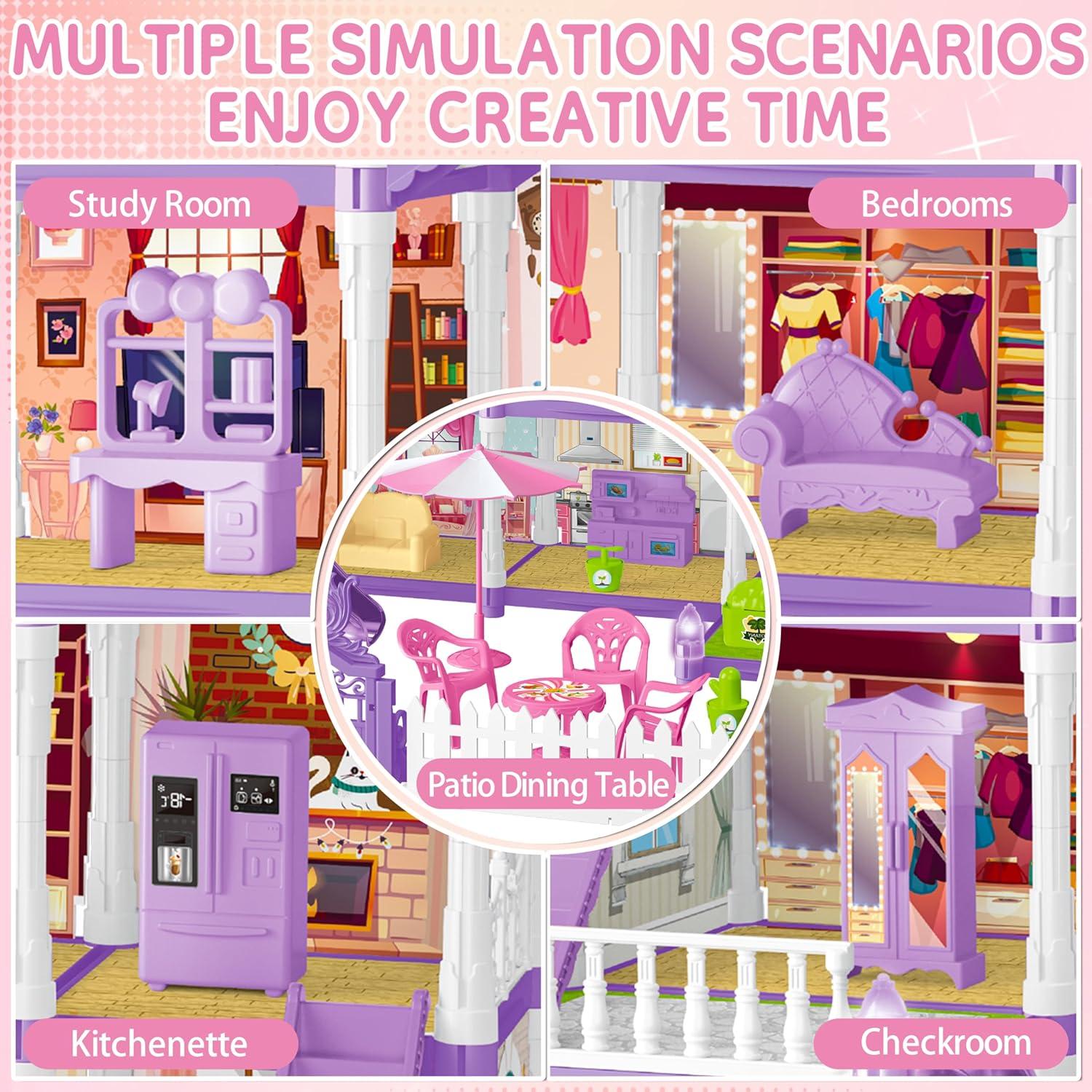 Casa de Muñecas OCTERIC 13 Habitaciones con LED 1.70 kg