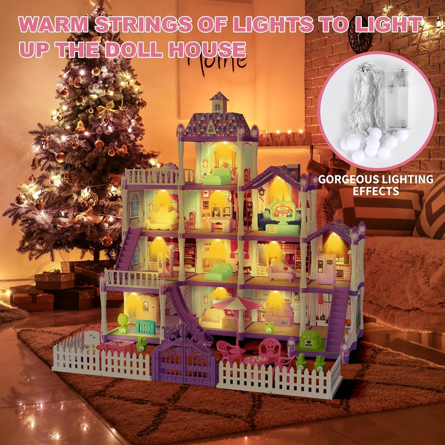 Casa de Muñecas OCTERIC 13 Habitaciones con LED 1.70 kg