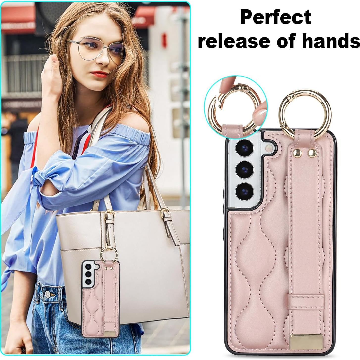 Funda Asuwish para Samsung Galaxy S22 Plus 5G Oro Rosa