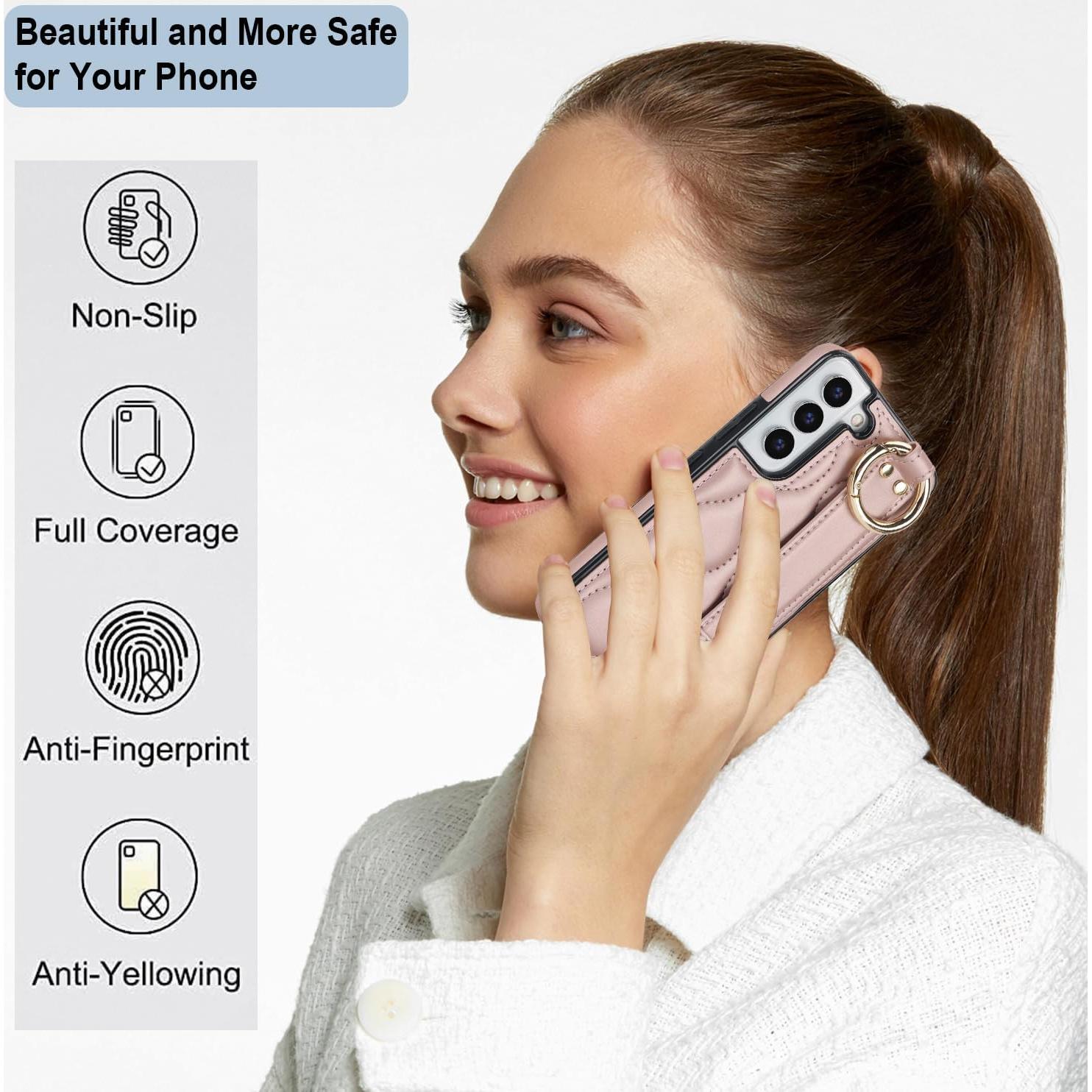 Funda Asuwish para Samsung Galaxy S22 Plus 5G Oro Rosa