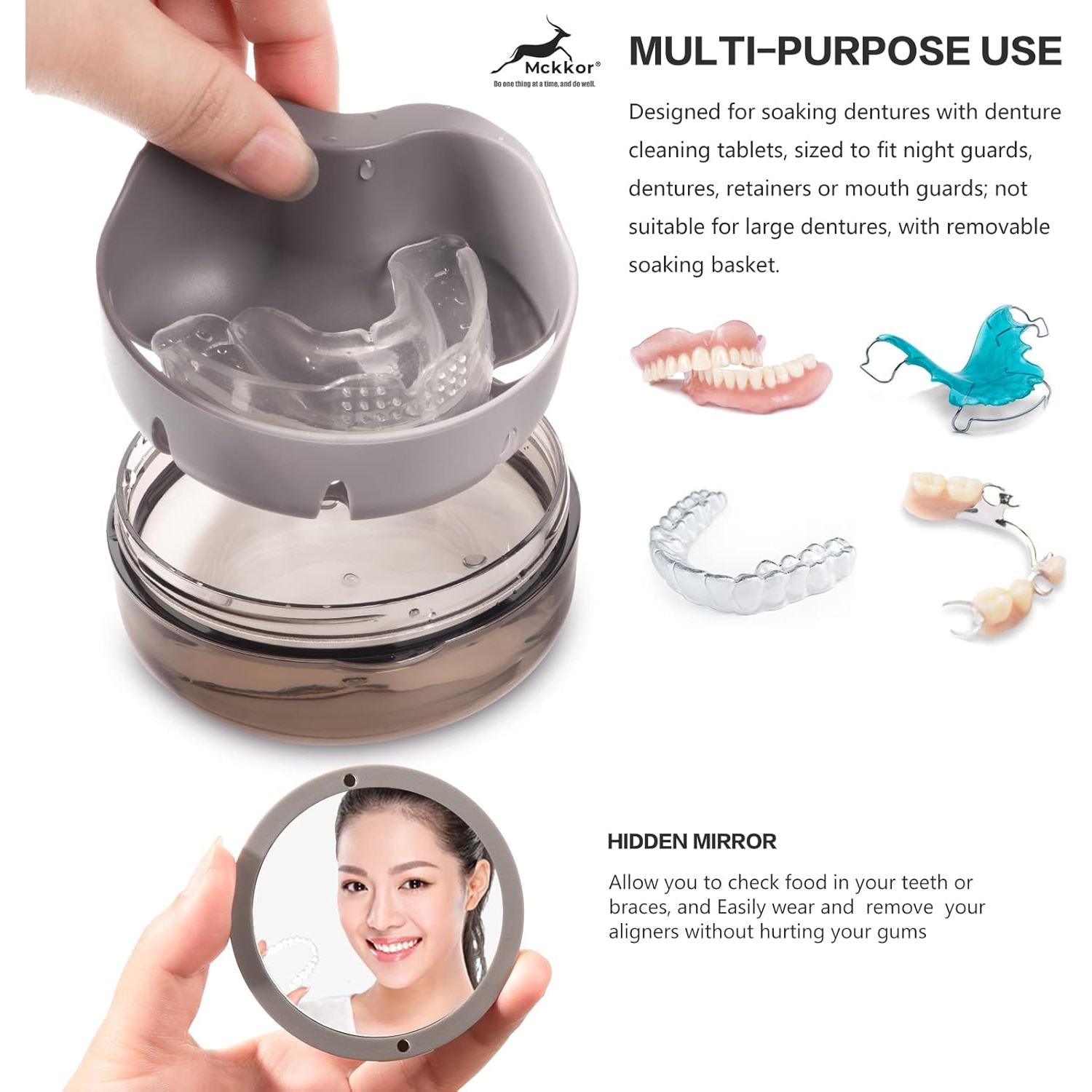 Estuche para Dentaduras Mckkor Negro a Prueba de Fugas