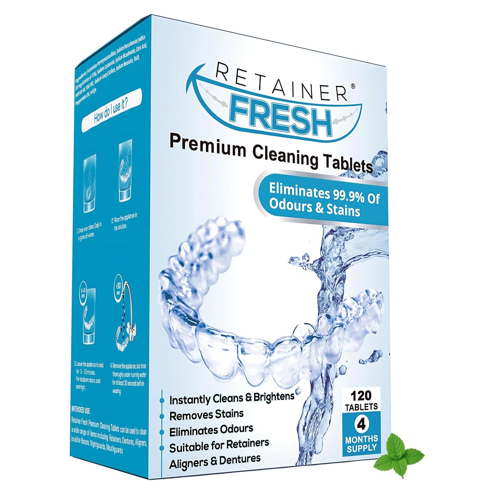 Tabletas Limpiadoras Retainer Fresh 120 Tabletas Menta