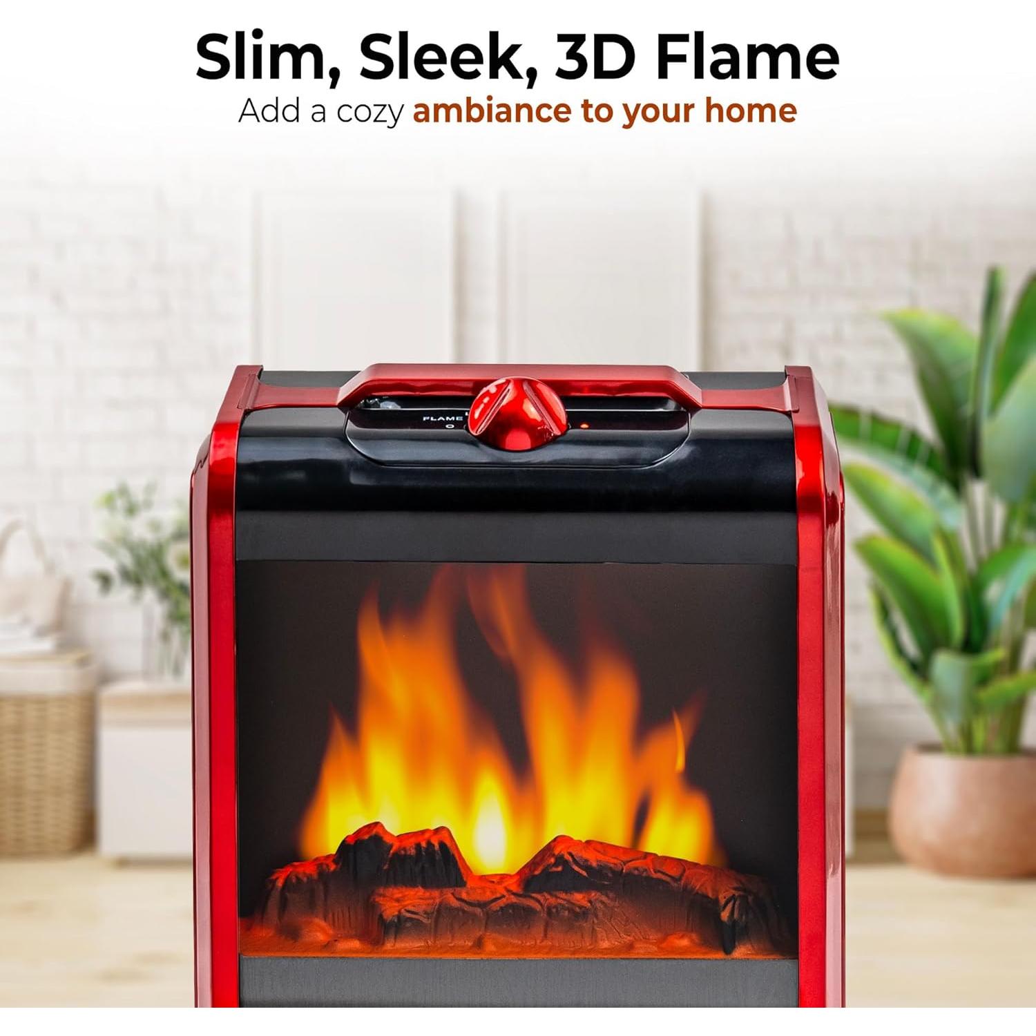 Calefactor Eléctrico Comfort Zone CZFP1 1200W con Llama 3D