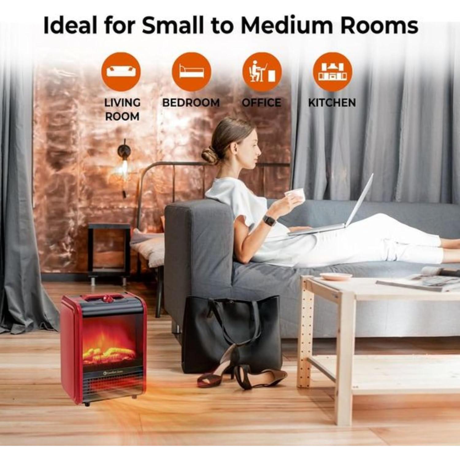 Calefactor Eléctrico Comfort Zone CZFP1 1200W con Llama 3D