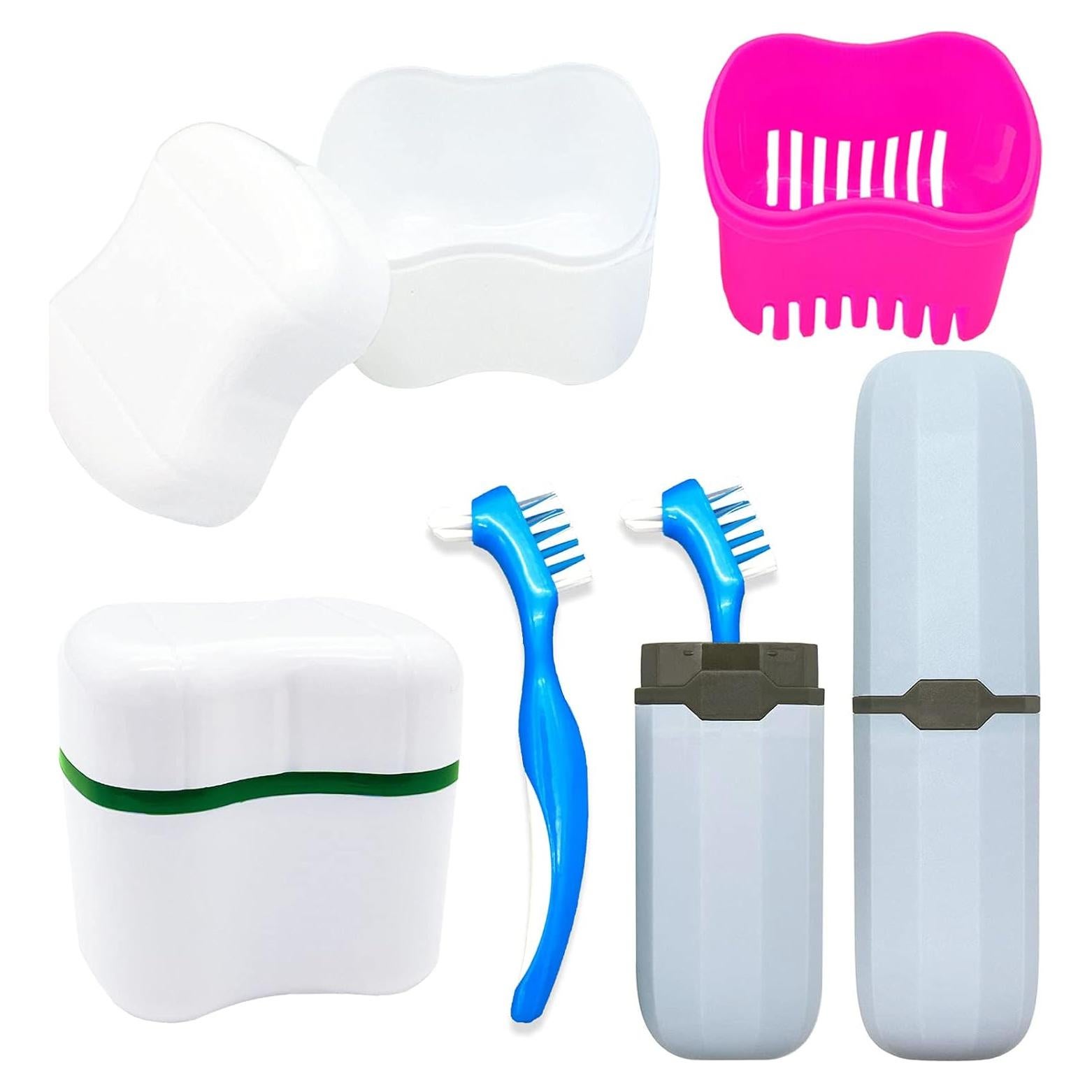 Kit Estuche Dentaduras Platonee 6 Piezas Rosa Verde