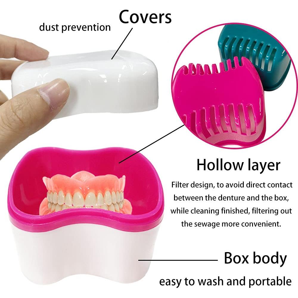 Kit Estuche Dentaduras Platonee 6 Piezas Rosa Verde