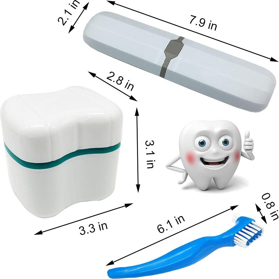 Kit Estuche Dentaduras Platonee 6 Piezas Rosa Verde