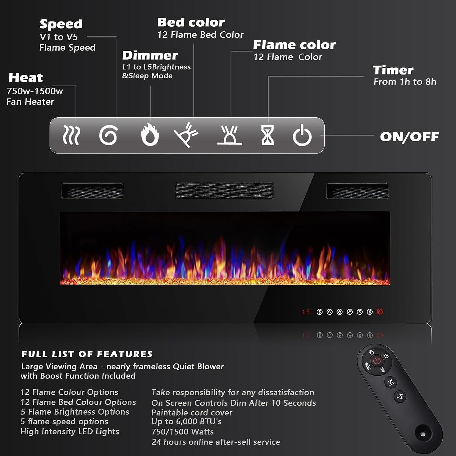 Chimenea Eléctrica BOSSIN 127 cm Recesada Control Remoto