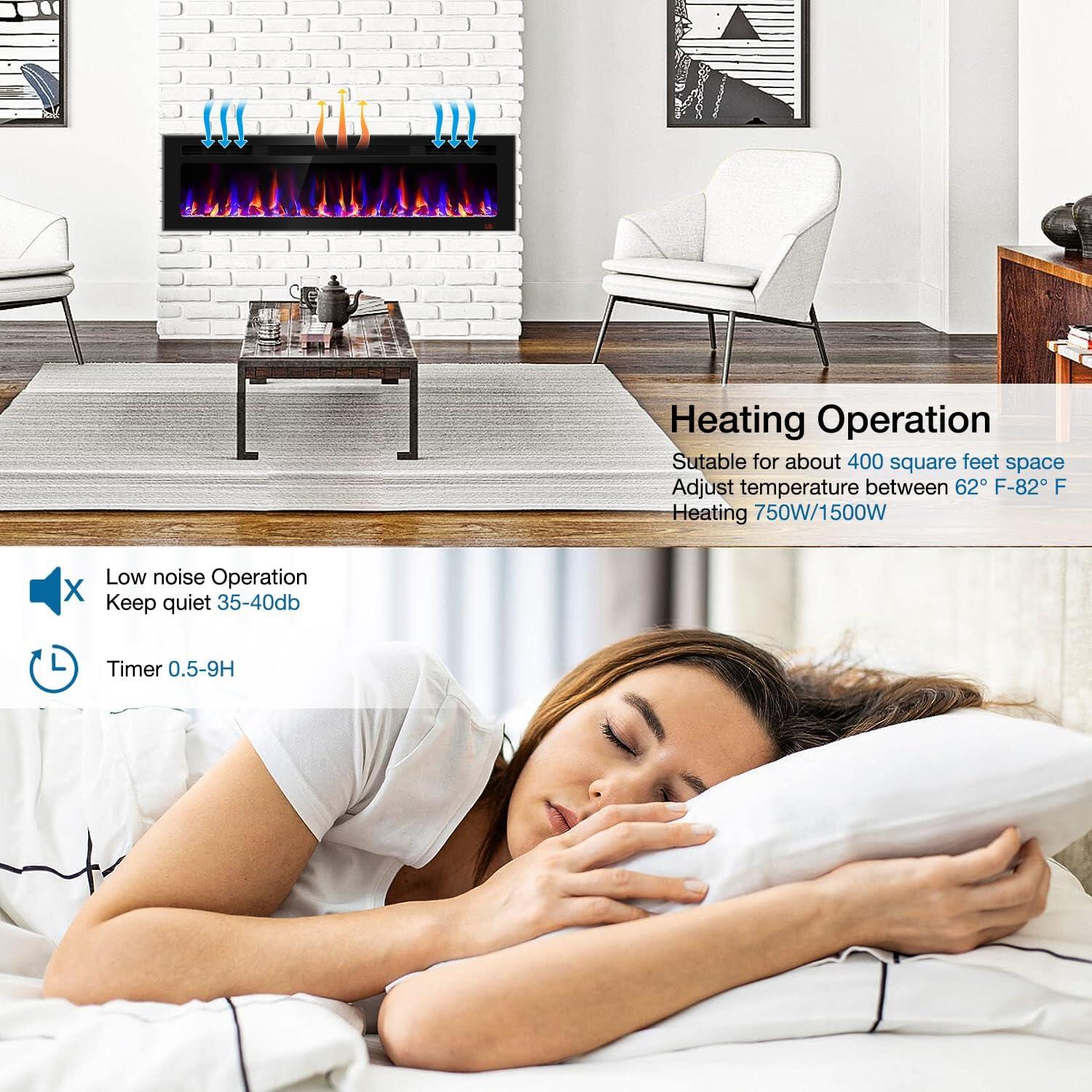 Chimenea Eléctrica Sixfivsevn 152 cm Control Remoto 12 Colores