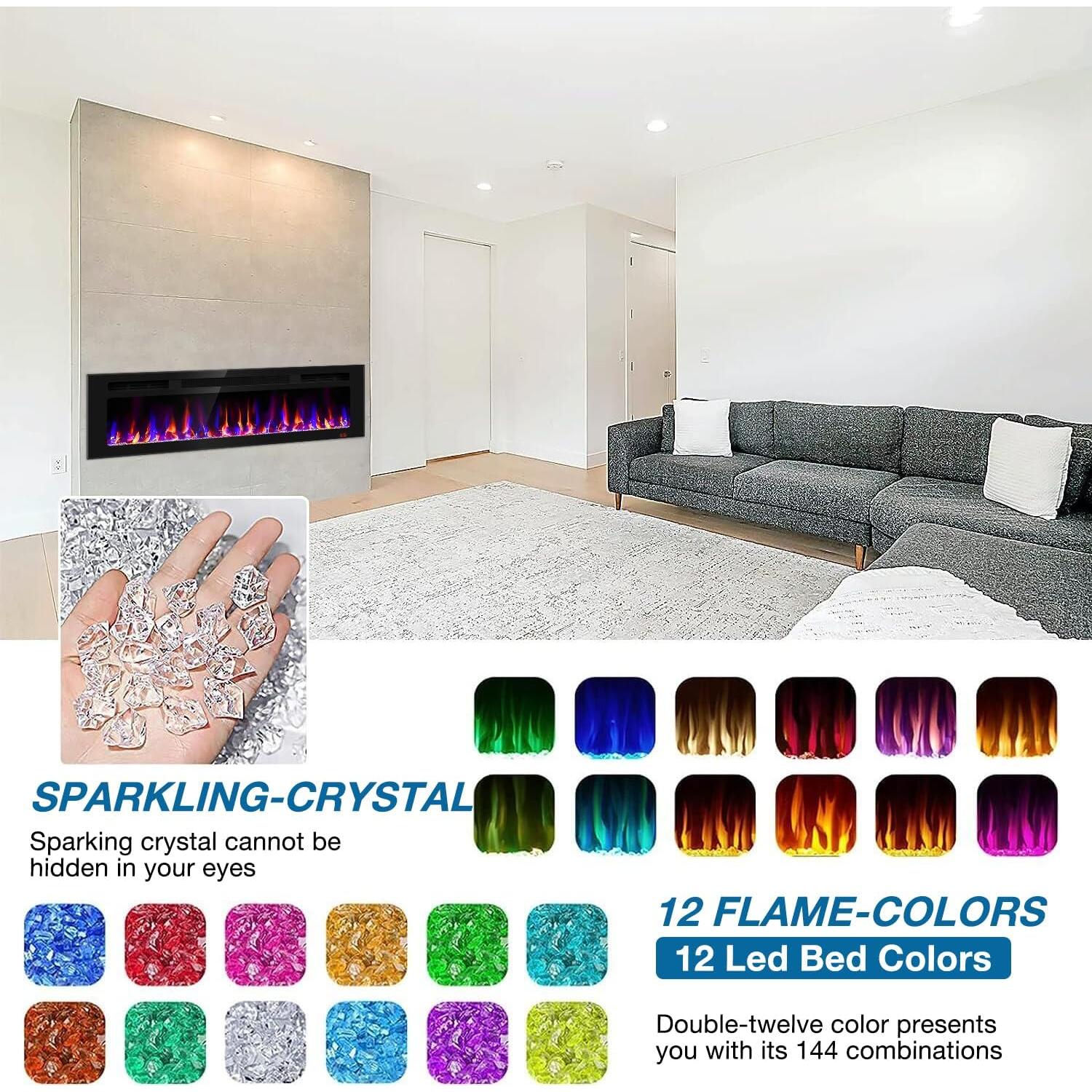 Chimenea Eléctrica Sixfivsevn 152 cm Control Remoto 12 Colores