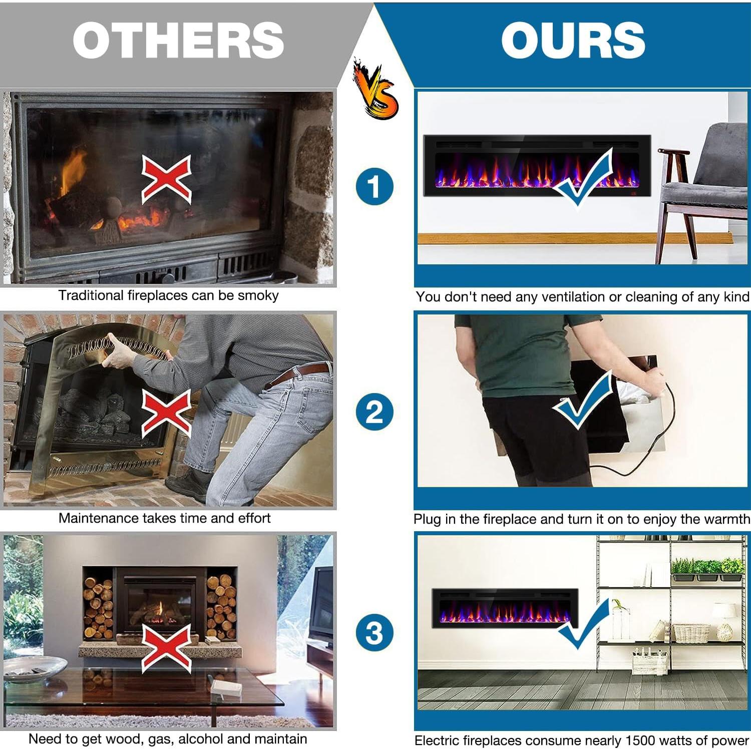 Chimenea Eléctrica Sixfivsevn 152 cm Control Remoto 12 Colores