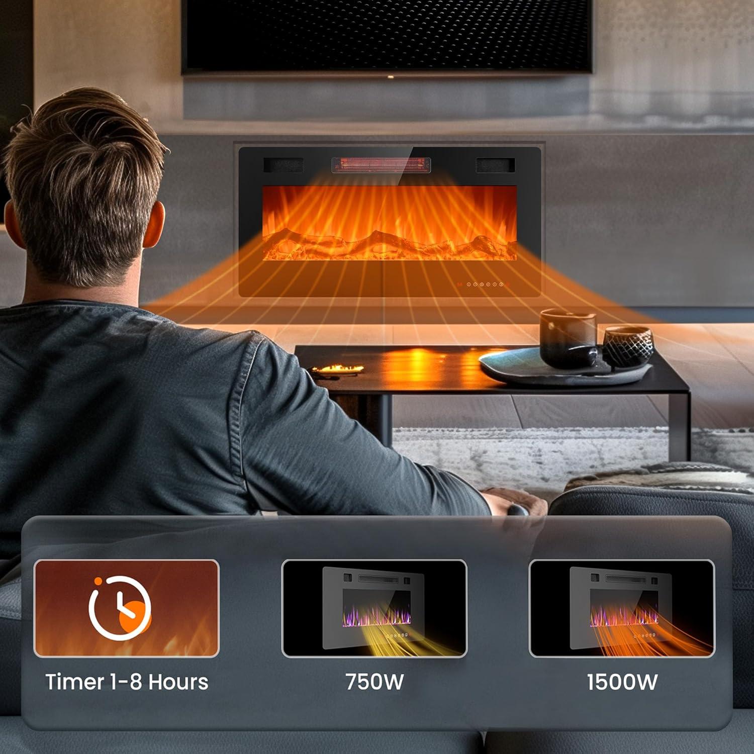 Chimenea Eléctrica Joy Pebble 91 cm Control Remoto LED