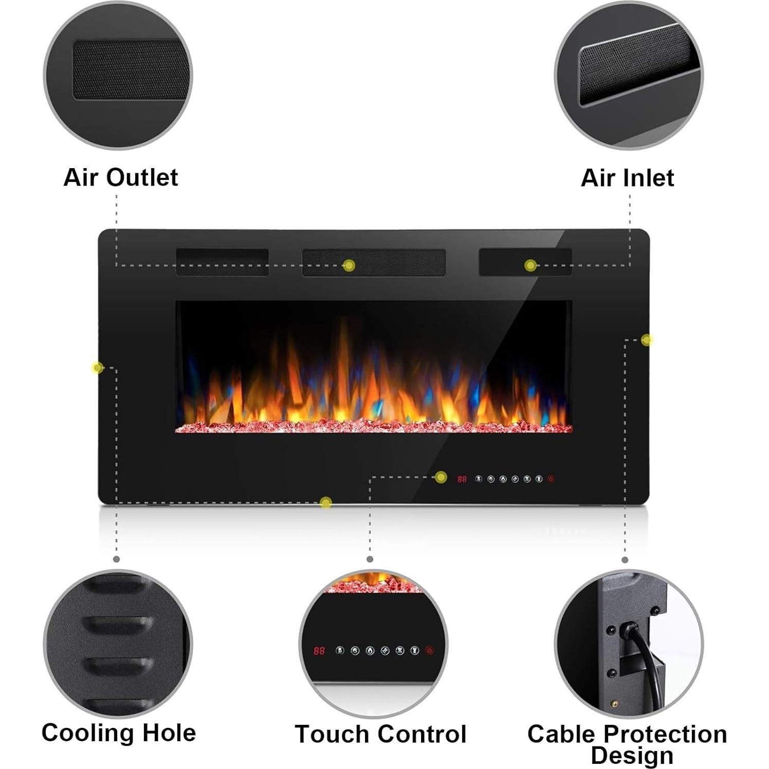 Chimenea Eléctrica Joy Pebble 91 cm Control Remoto LED