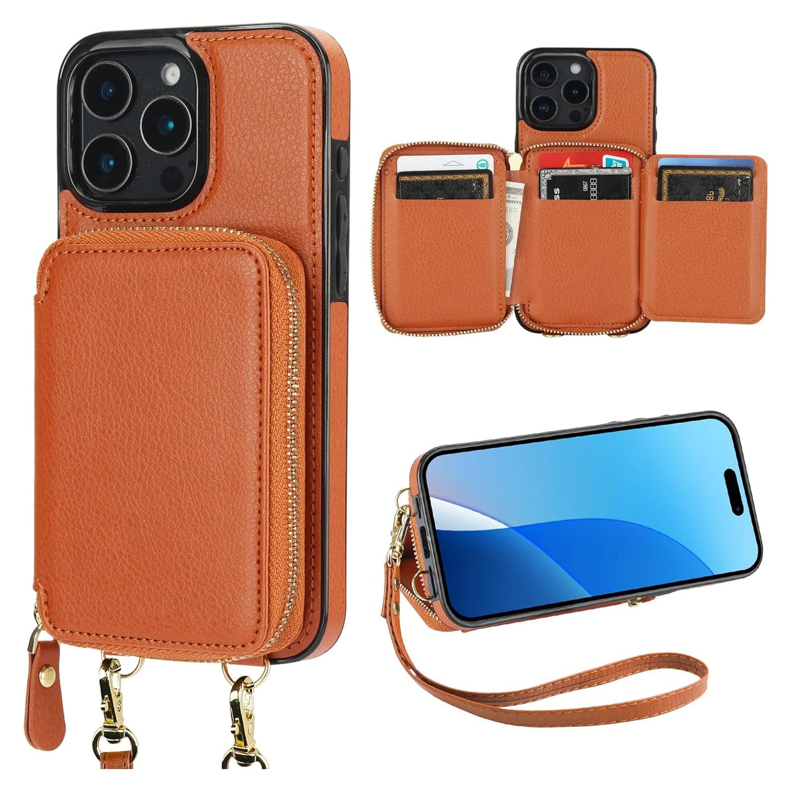 Bocasal Cartera RFID para iPhone 16 Pro Max, Cuero Marrón