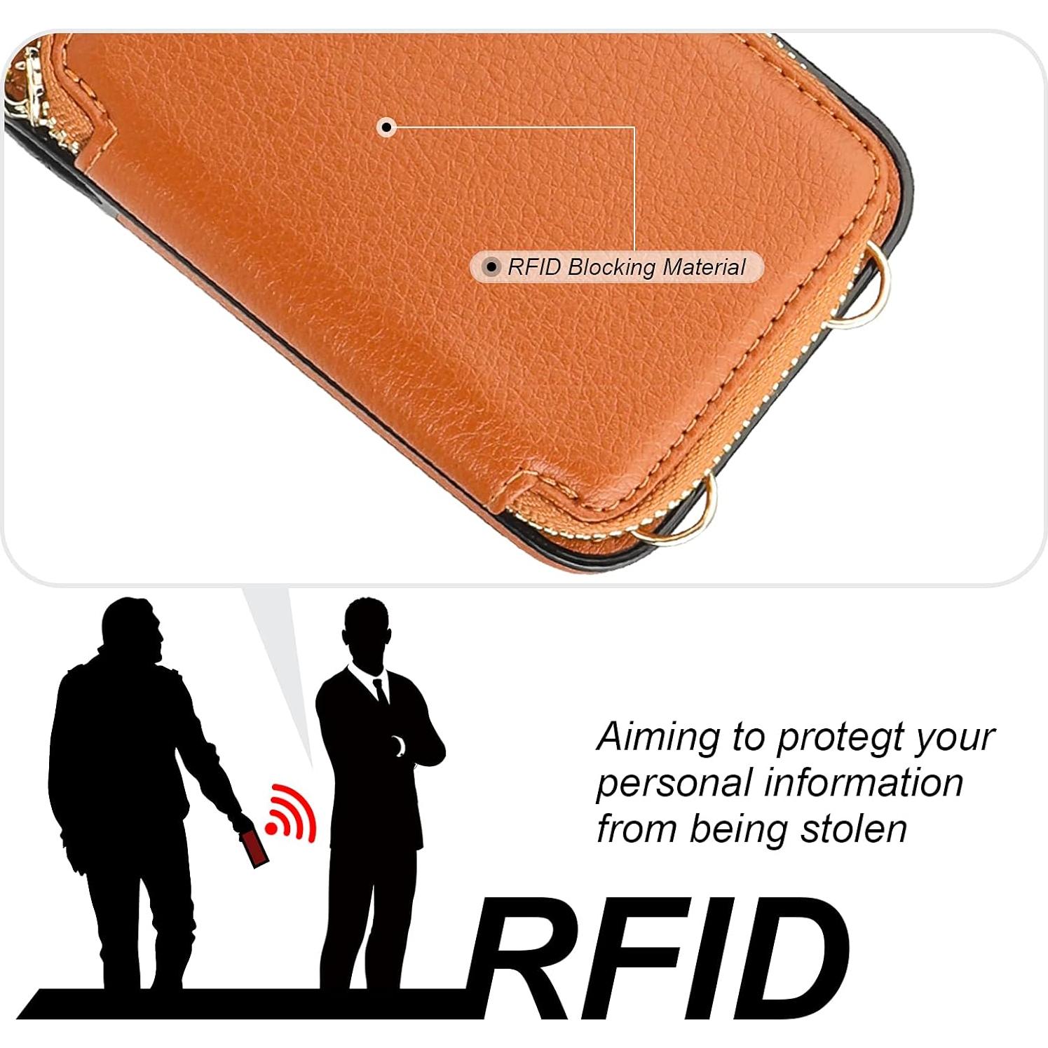 Bocasal Cartera RFID para iPhone 16 Pro Max, Cuero Marrón