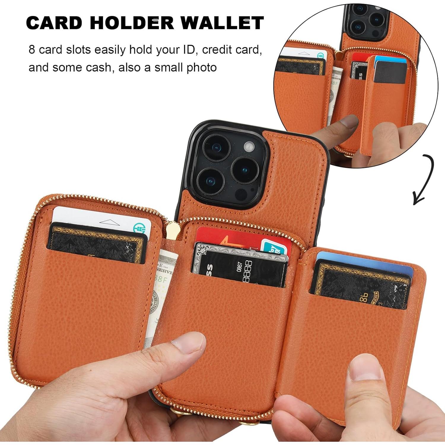 Bocasal Cartera RFID para iPhone 16 Pro Max, Cuero Marrón