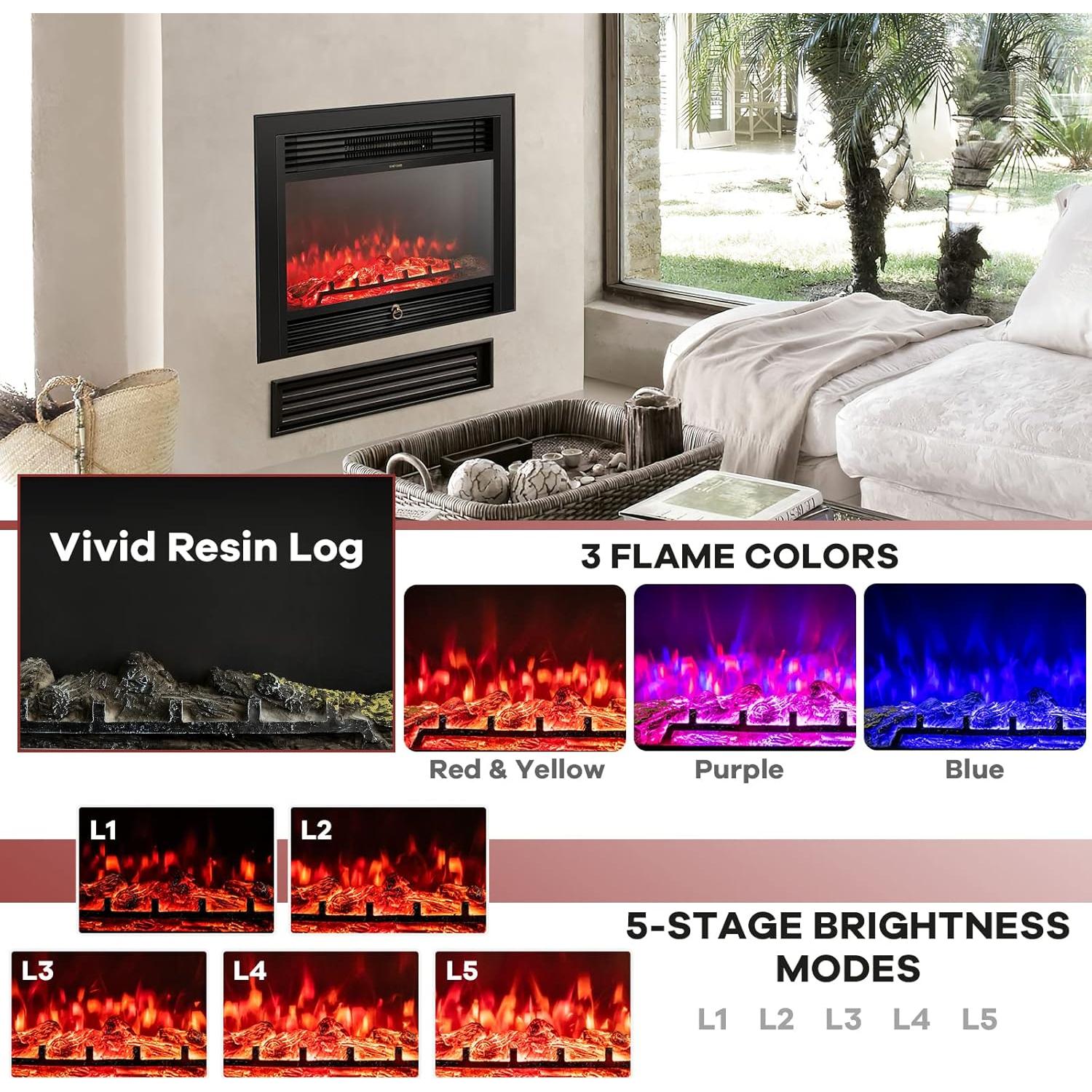 Chimenea Eléctrica Giantex 72.39 cm Control Remoto 3 Colores