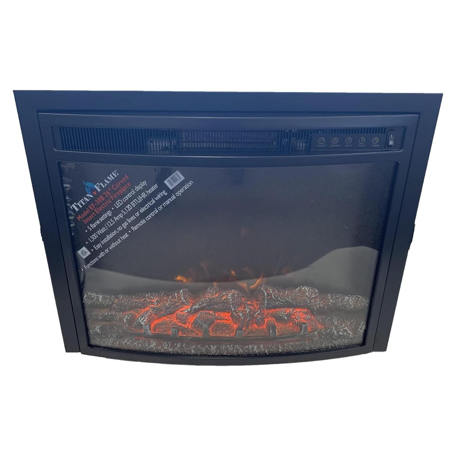 RV Titan Flame Model EF-30B 26" Curved LED Insert Electric Fireplace