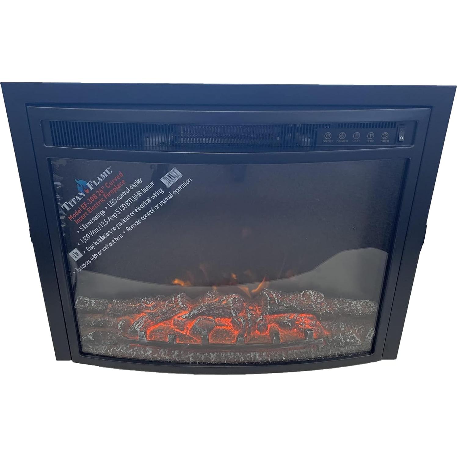 RV Titan Flame Model EF-30B 26" Curved LED Insert Electric Fireplace