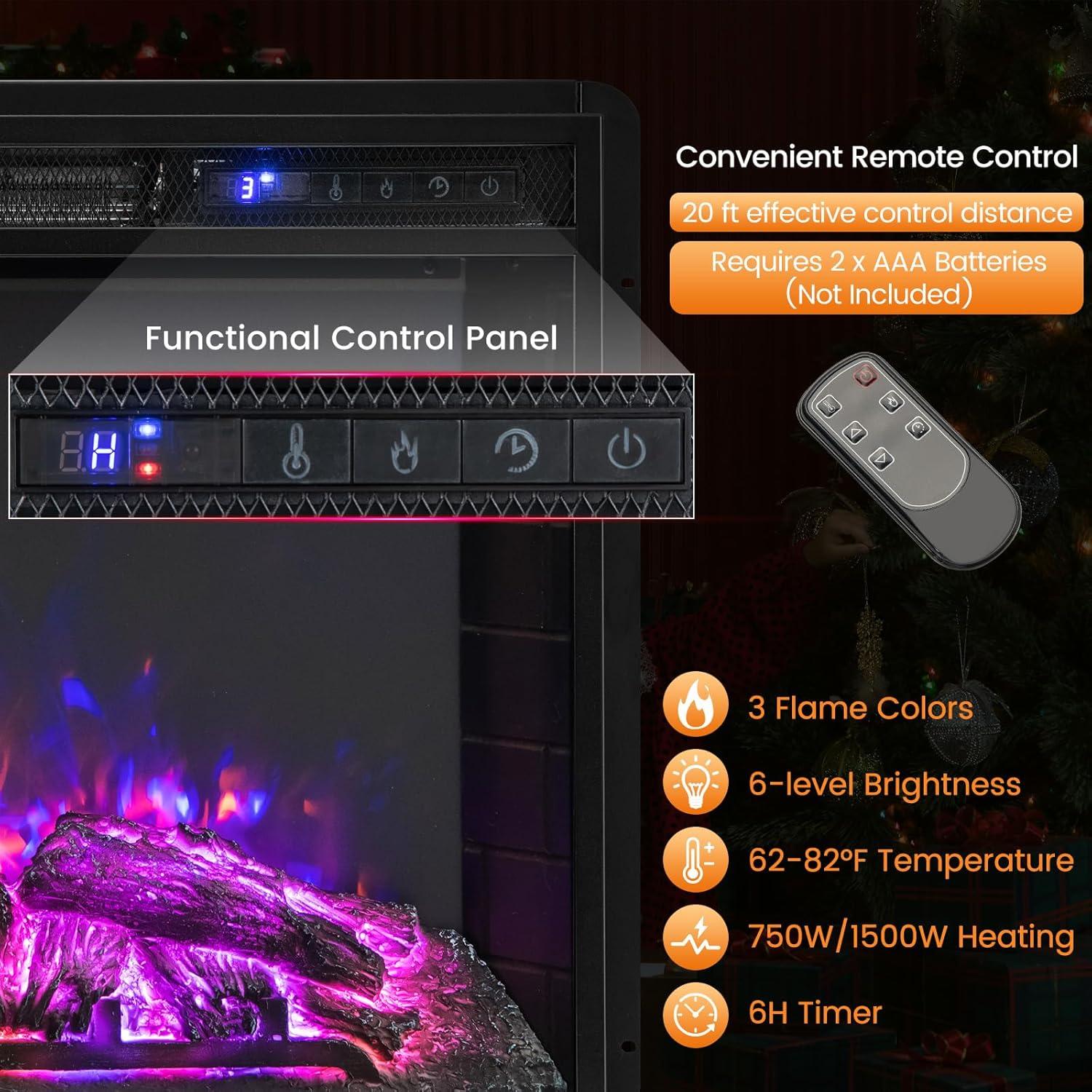 Chimenea Eléctrica COSTWAY 67.8 cm 5000 BTU Control Remoto