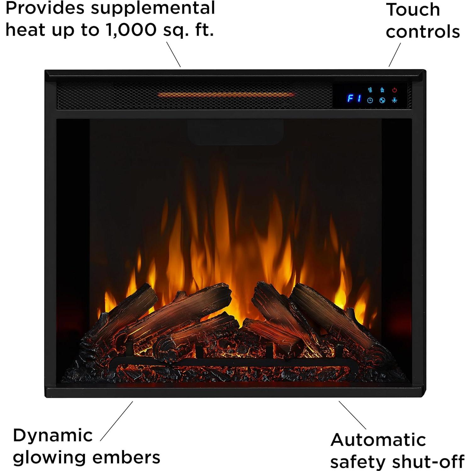 Real Flame Calie 67" Electric Fireplace TV Stand for TVs up to 65 inches, Entertainment Center with Adjustable Shelves and Storage, TV Stand for Living Room and Bedroom, Remote Control, Timer