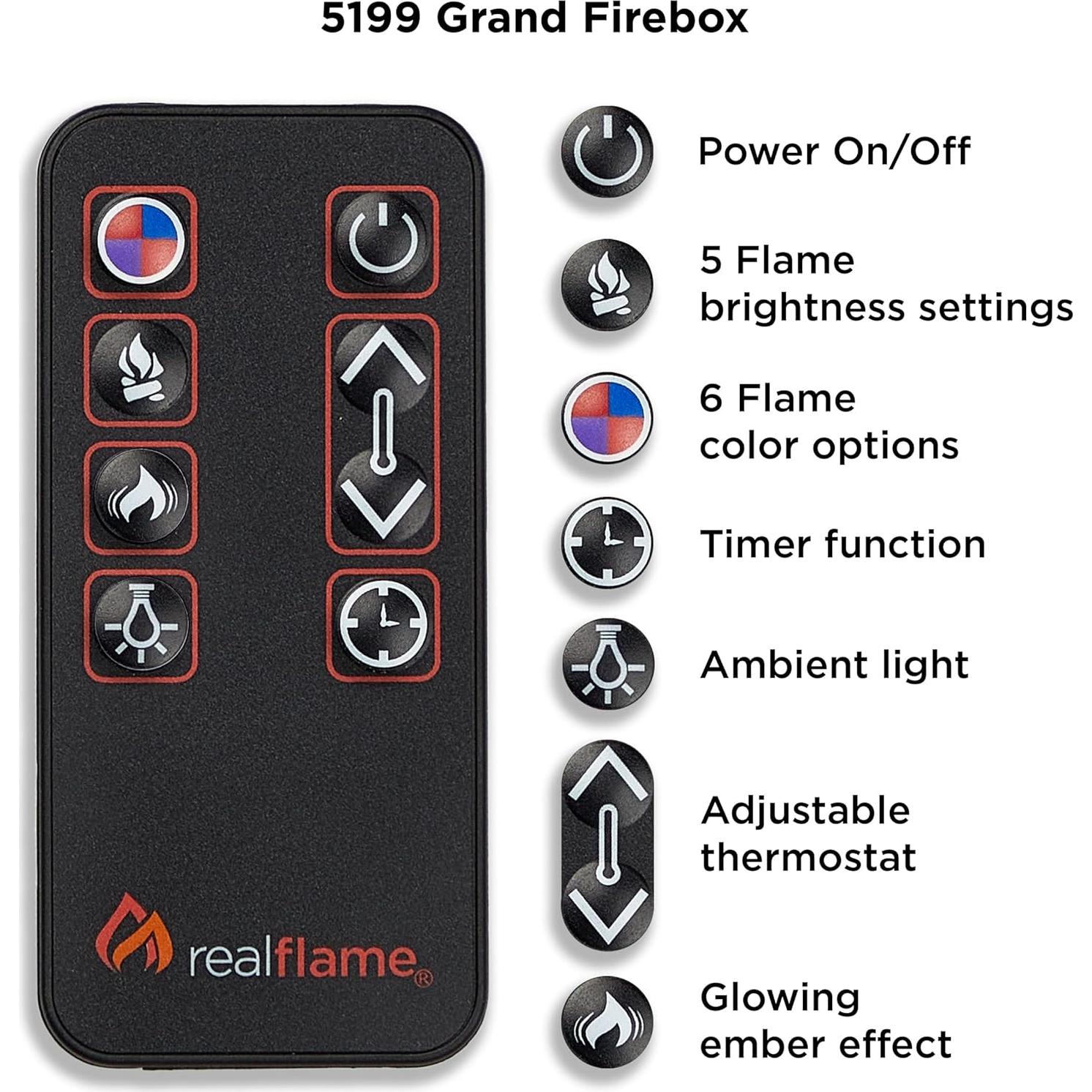 Real Flame Callaway 63" Grand Electric Fireplace with Mantel in White, Free-Standing Oversized Indoor Electric Fireplace with Mantel, Adjustable Thermostat, Automatic Safety Shut-Off