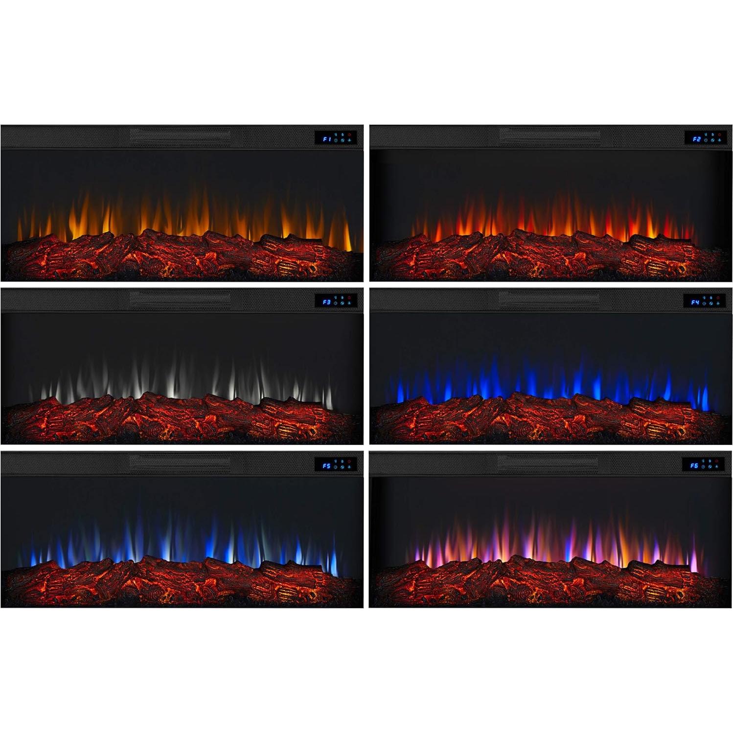 Real Flame Benjamin 81" Electric Fireplace TV Stand for TVs up to 80 inches, Entertainment Center with Adjustable Shelves and Storage, TV Stand for Living Room and Bedroom, Remote Control, Timer