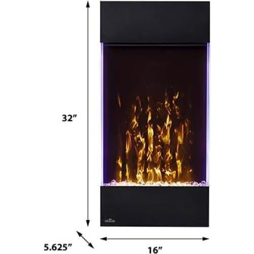 Napoleon Allure 32 inch Vertical Wall Mount Electric Fireplace - Black, NEFVC32H
