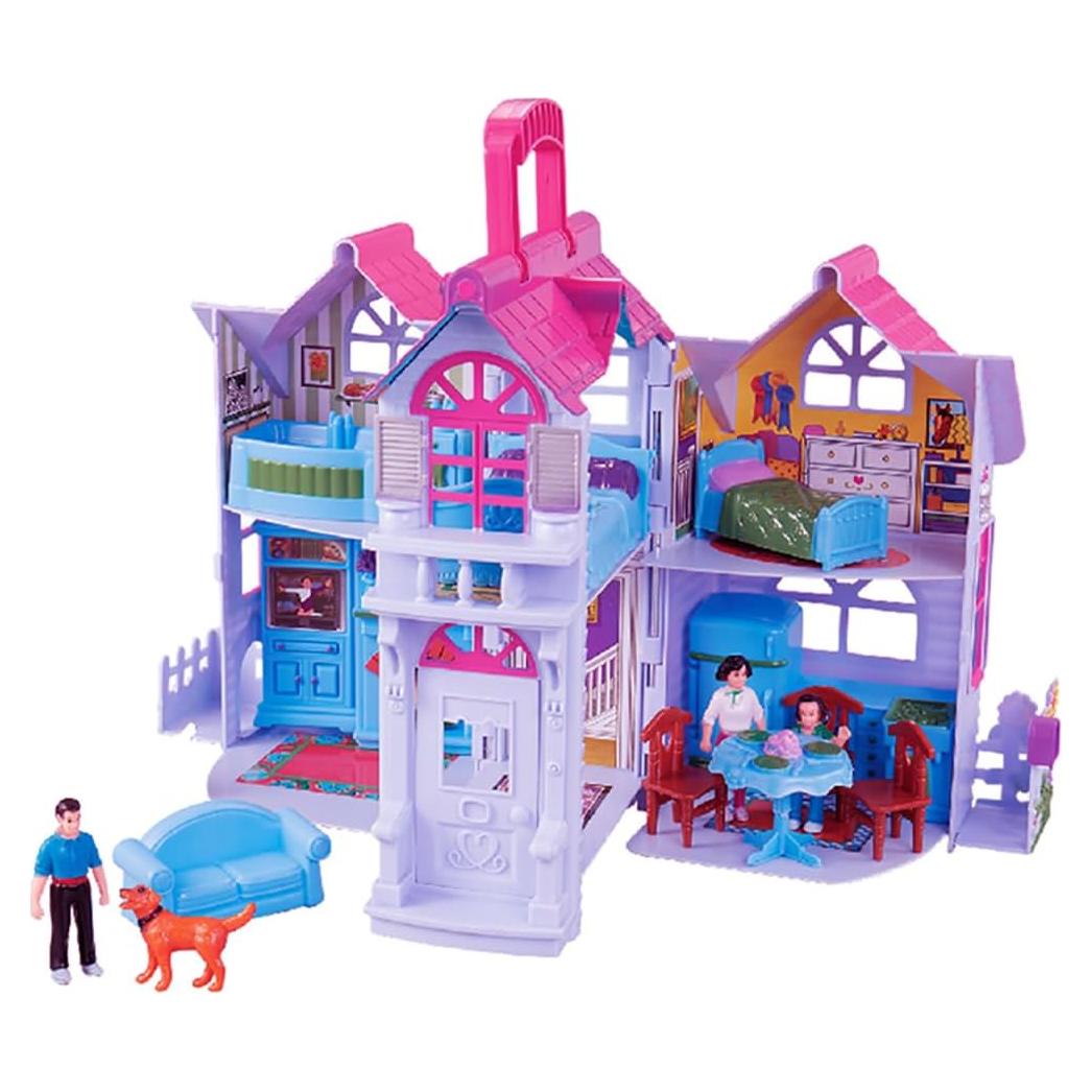 Casa de Muñecas Plegable Liberty Imports con Muebles y Figuras