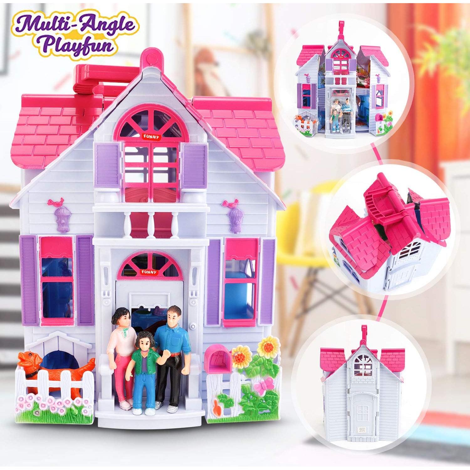 Casa de Muñecas Plegable Liberty Imports con Muebles y Figuras