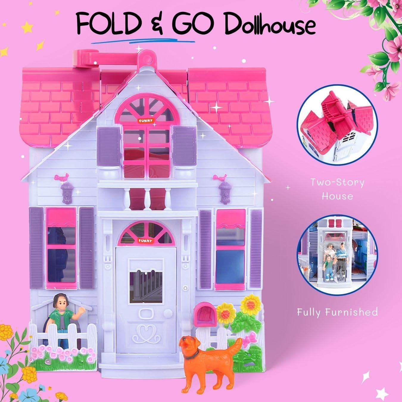 Casa de Muñecas Plegable Liberty Imports con Muebles y Figuras