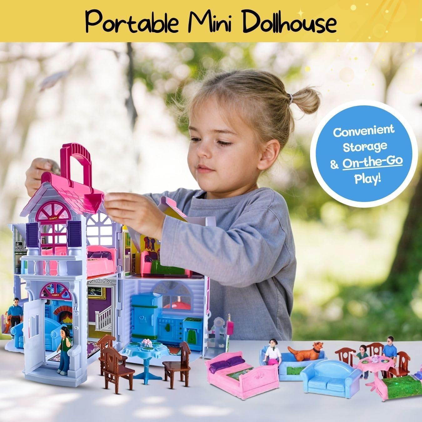 Casa de Muñecas Plegable Liberty Imports con Muebles y Figuras