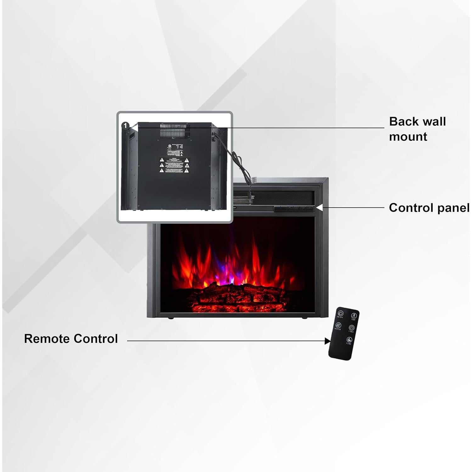 Chimenea Eléctrica XBrand 81 cm Control Remoto Efecto Llama