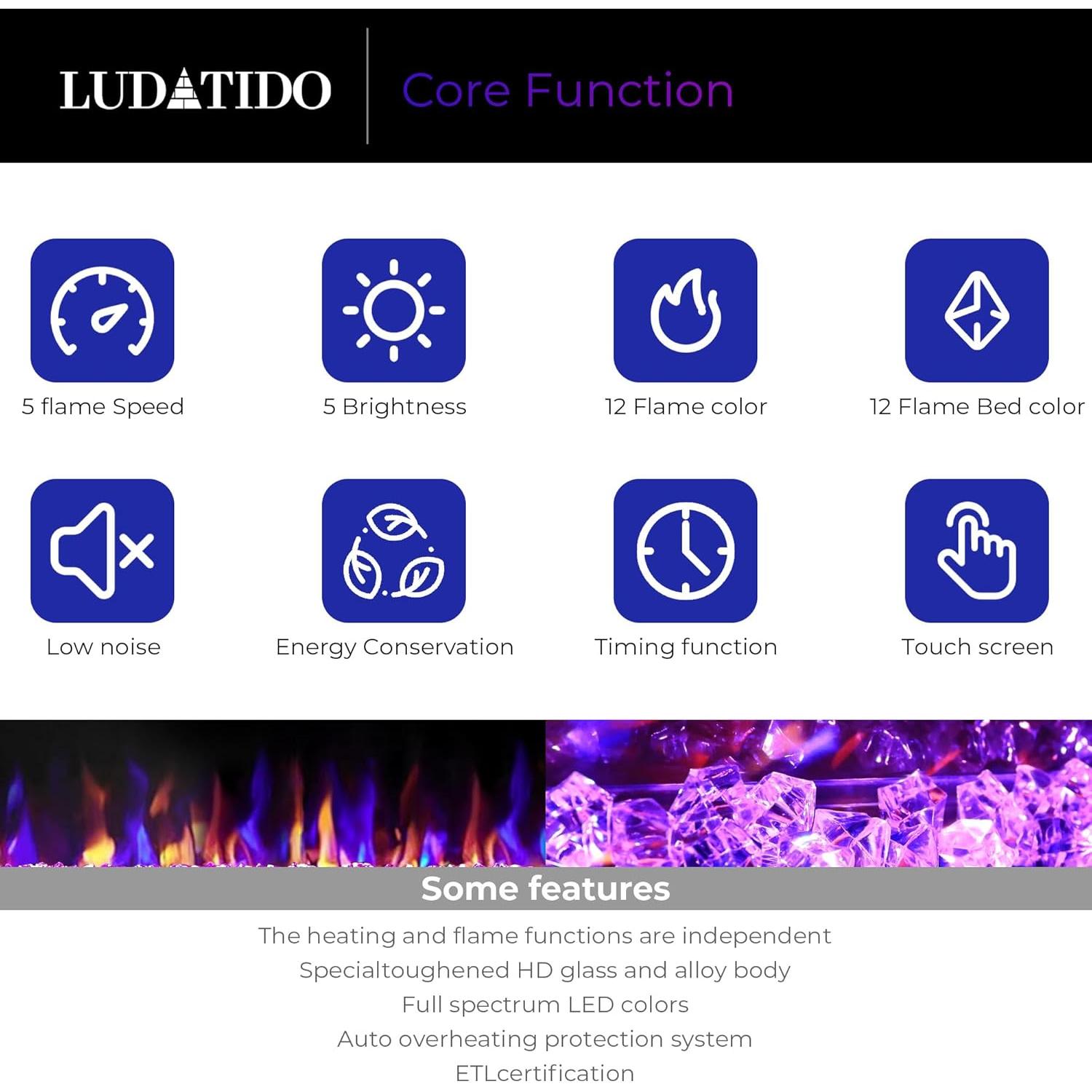Chimenea Eléctrica Ludatido 60" Ultra Delgada 1500W