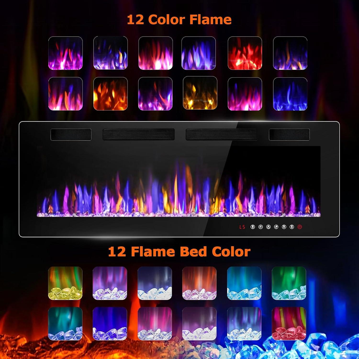 Chimenea Eléctrica VENDORZ 50" Montaje Pared Control Remoto