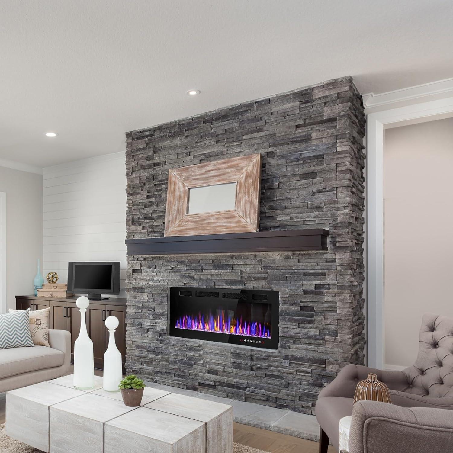 Chimenea Eléctrica VENDORZ 50" Montaje Pared Control Remoto