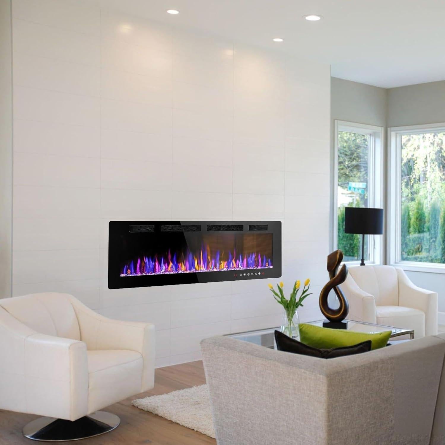 Chimenea Eléctrica VENDORZ 50" Montaje Pared Control Remoto