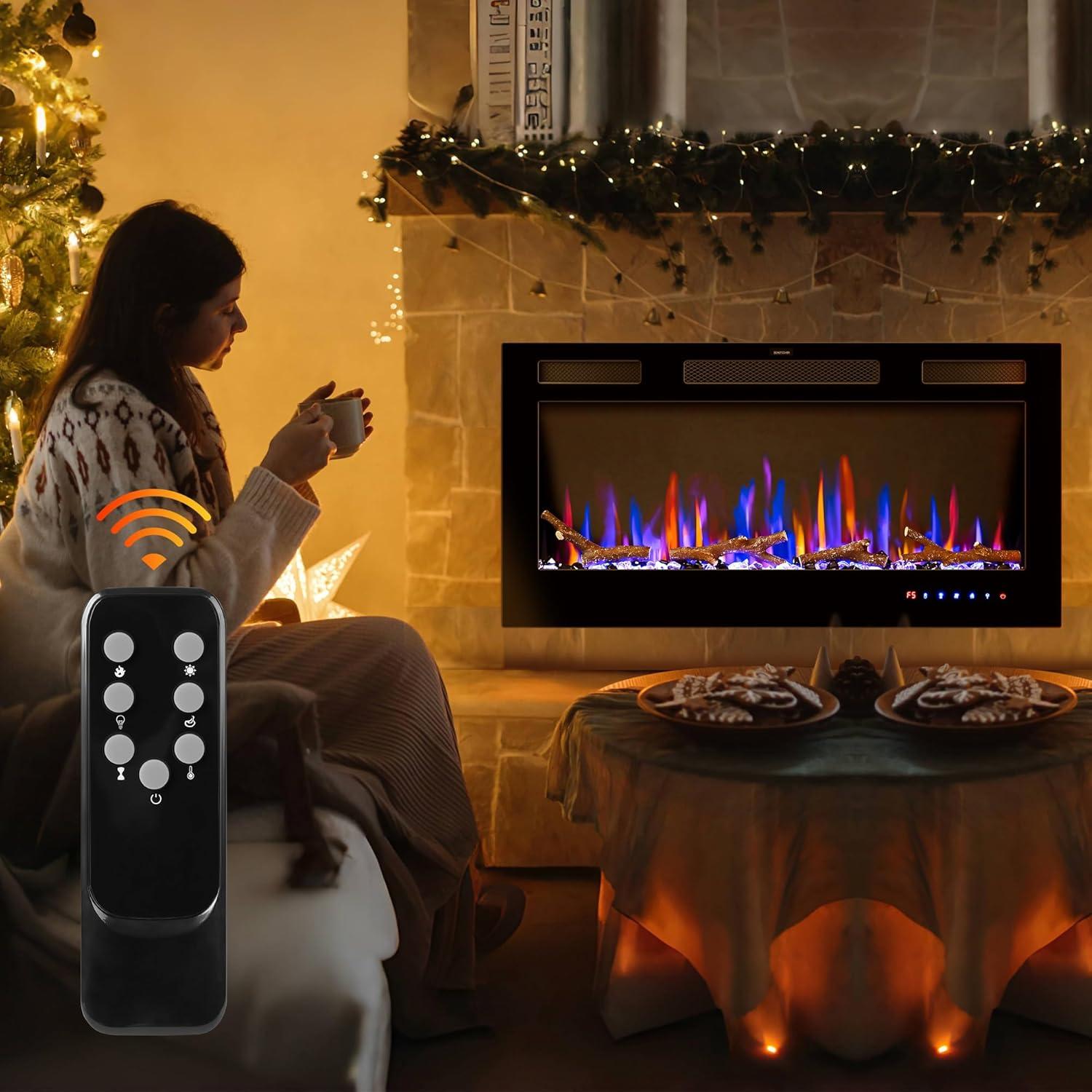 Chimenea Eléctrica AckMizz 36" con Control Remoto y Pantalla Táctil