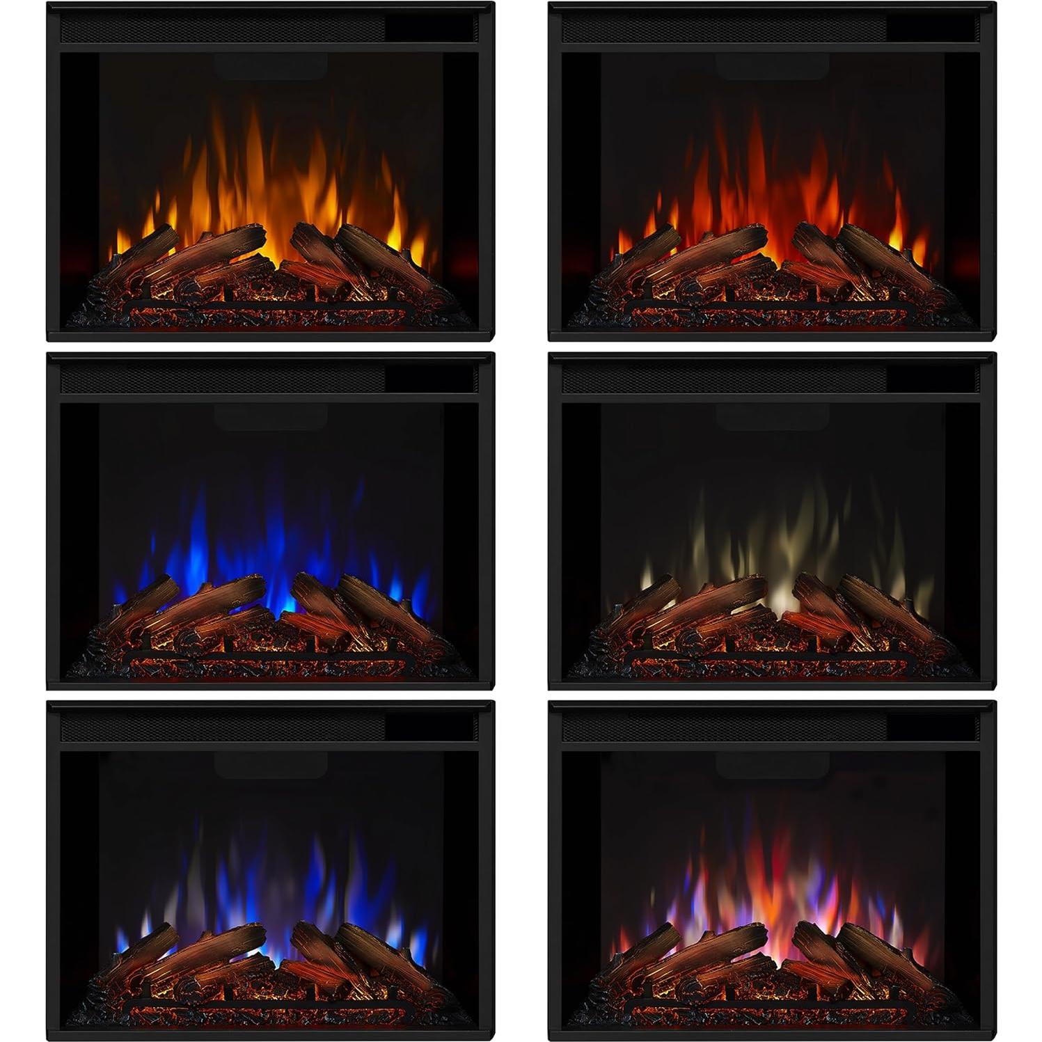 Real Flame Kennedy Grand Corner Electric Fireplace with Mantel for Living Room or Bedroom, Replaceable Fireplace Insert Heater, Realistic Log and Flame Effect, Remote Control, Timer, White