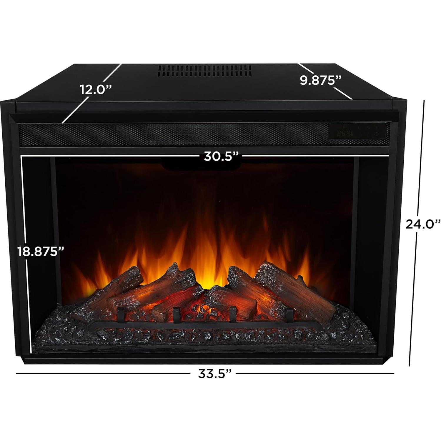 Real Flame Kennedy Grand Corner Electric Fireplace with Mantel for Living Room or Bedroom, Replaceable Fireplace Insert Heater, Realistic Log and Flame Effect, Remote Control, Timer, White