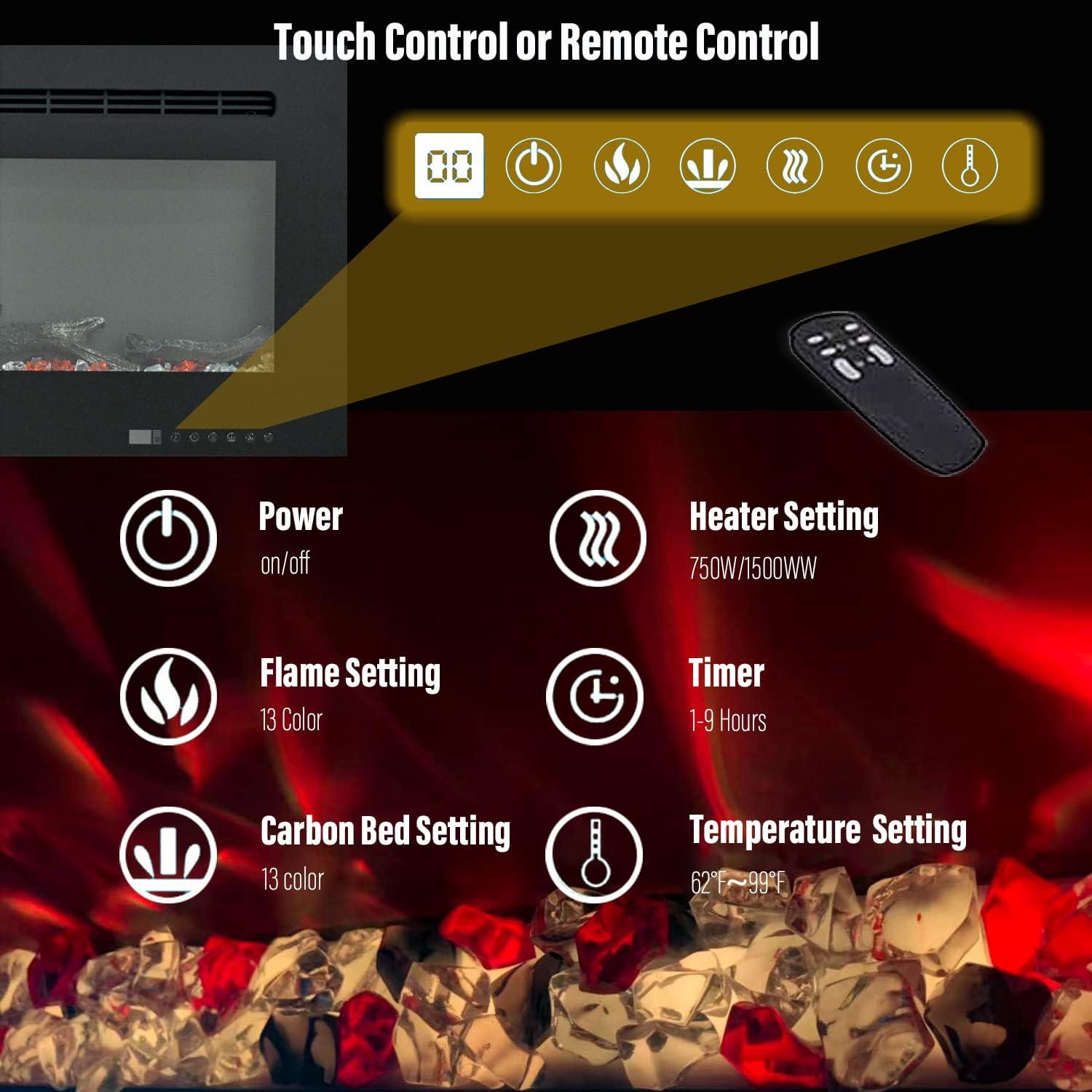 Chimenea Eléctrica Masarflame 106,68 cm Montaje en Pared