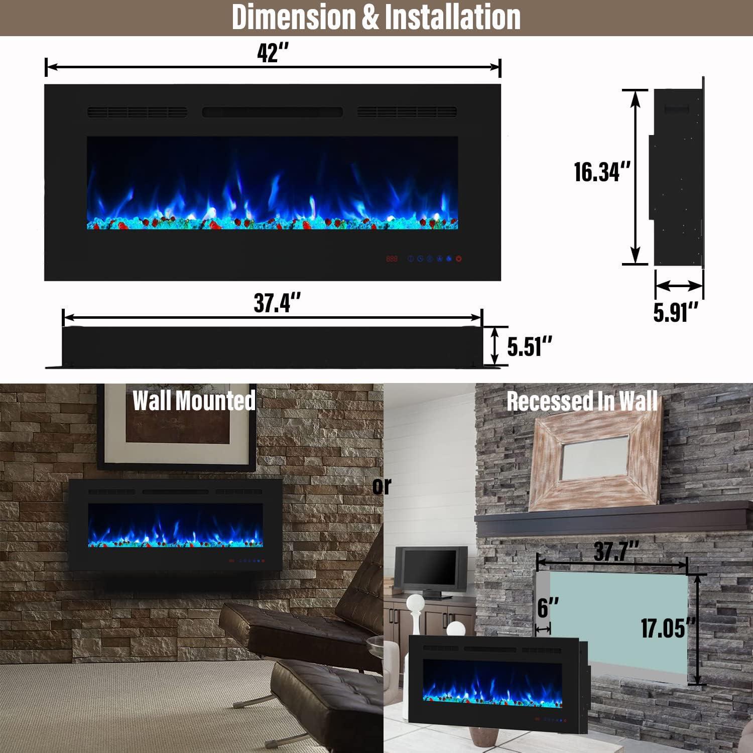 Chimenea Eléctrica Masarflame 106,68 cm Montaje en Pared