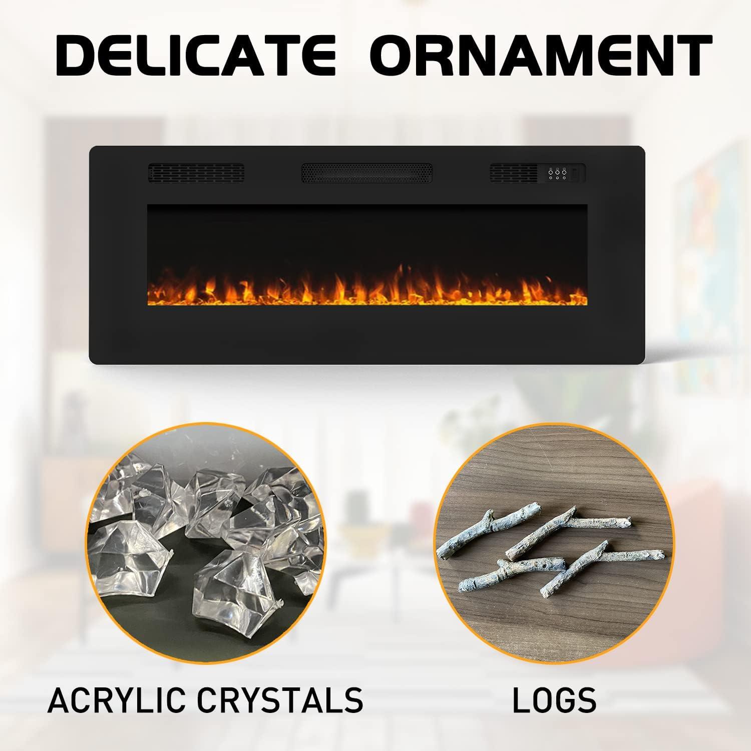 Chimenea Eléctrica Cloud Mountain 127cm Montaje Pared 700W