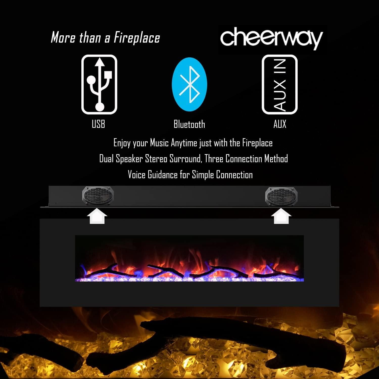 Chimenea Eléctrica Cheerway 42" con Altavoz Bluetooth